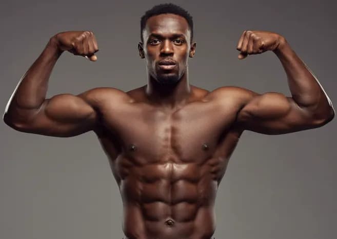 Image générée par IA d'Usain Blot sur une séance de musculation Amrap