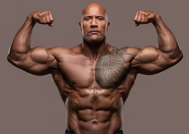 Image générée par IA de Dwayne Jomson sur une séance de musculation Circuit