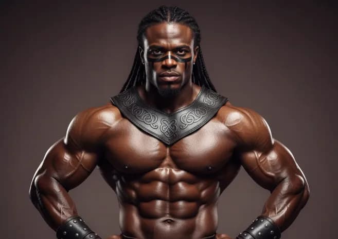 Image générée par IA d'un guerrier sur une séance de musculation Circuit